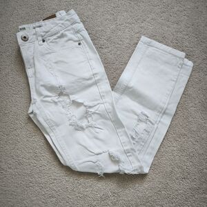 Distressed White Women Jeans